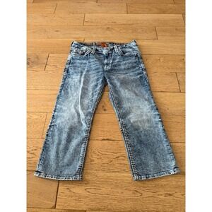 Rock Revival Halsey Universal Crop Leg Acid Wash Jeans Women's 34 (522)